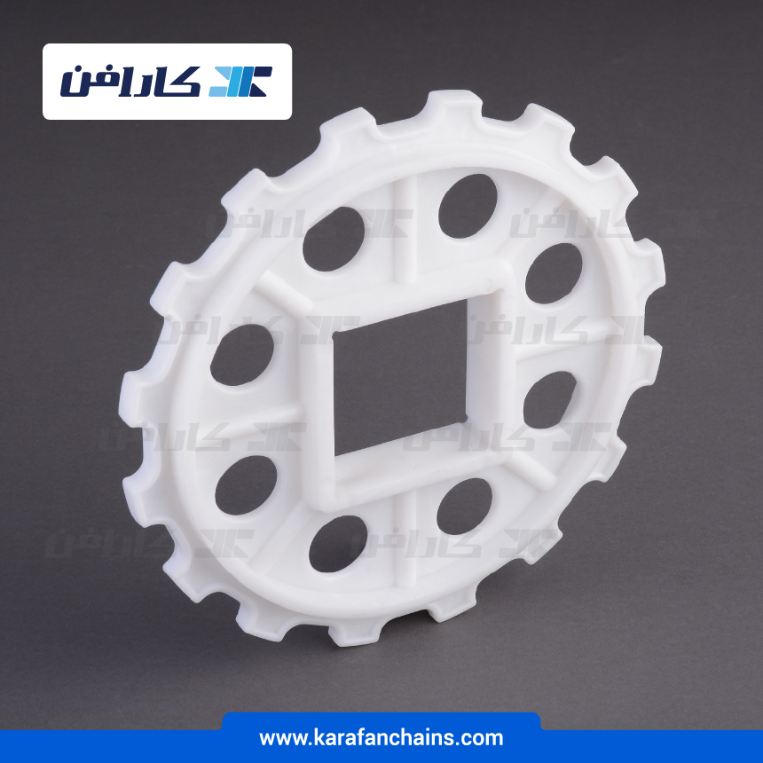 چرخ زنجیر گام 2 اینچ 16 دندانه، قطر 260 میلیمتر با سوراخ 80x80 میلیمتر و ضخامت دنده 12 میلیمتر