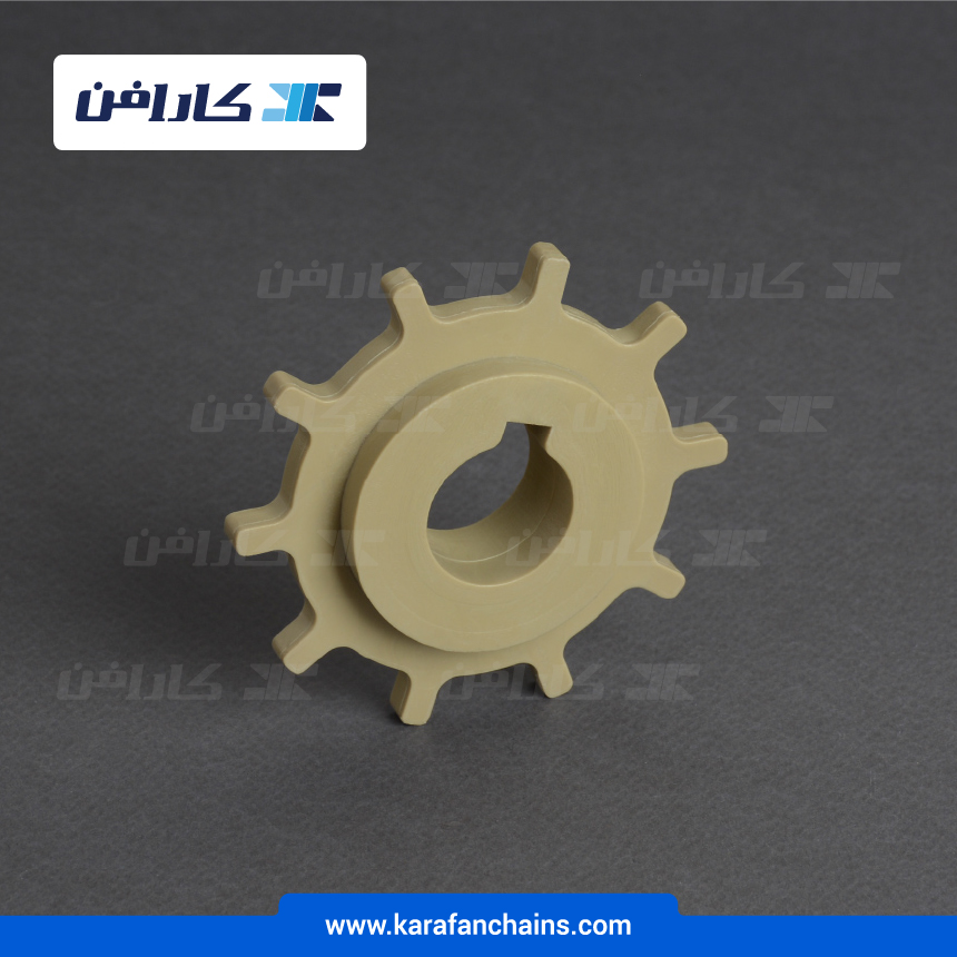 چرخ زنجیر گام 1 اینچ 10 دندانه، قطر 81 میلیمتر با سوراخ قطر 25 میلیمتر و ضخامت دنده 6 میلیمتر