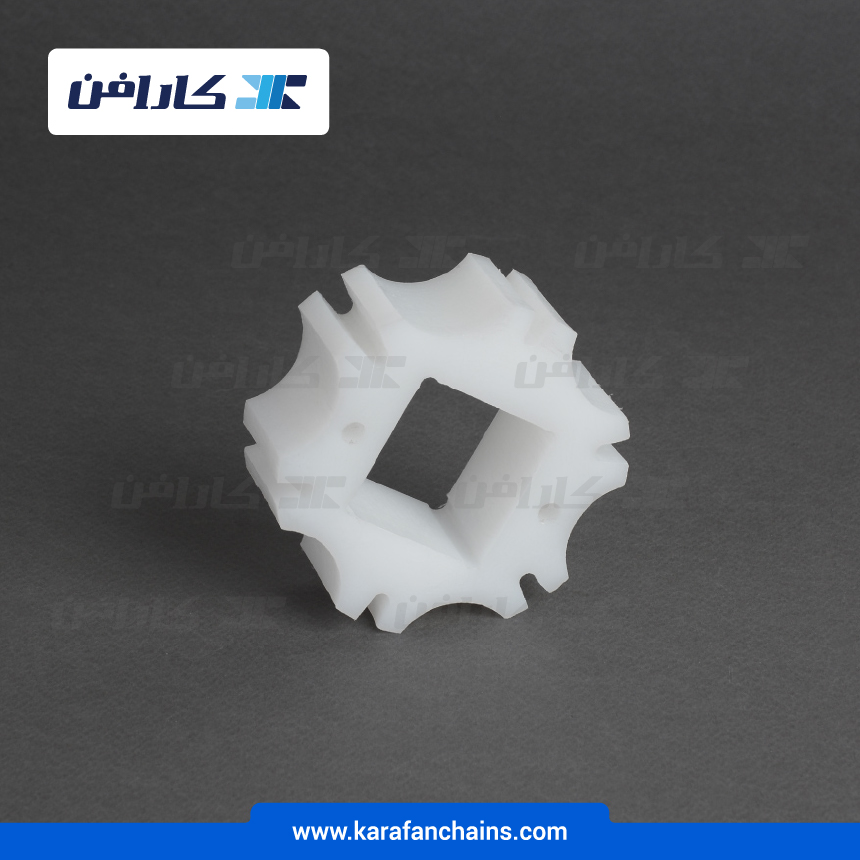 چرخ زنجیر گام 2 اینچ 6 دندانه، قطر 97 میلیمتر با سوراخ قطر 40x40 میلیمتر و ضخامت دنده 35 میلیمتر ( تیپ V )