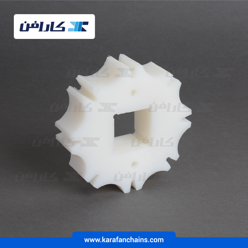 چرخ زنجیر گام 2 اینچ 8 دندانه، قطر 130 میلیمتر با سوراخ 40x40 میلیمتر و ضخامت 35 میلیمتر ( تیپ V )