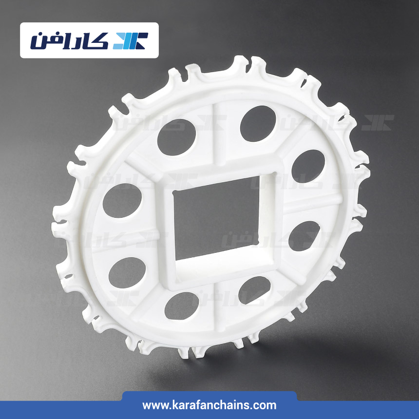 چرخ زنجیر گام 2 اینچ 16 دندانه قطر 260 میلیمتر با سوراخ 80x80 میلیمتر و ضخامت سر دنده 12 میلیمتر (تیپ+V)