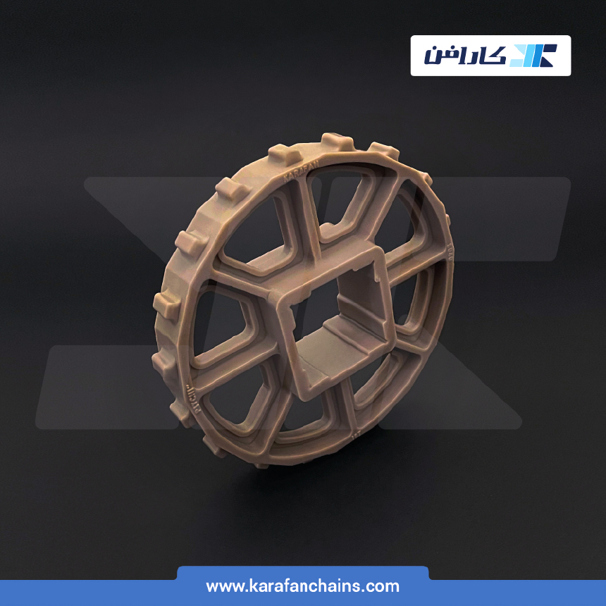 چرخ زنجیر گام 1 اینچ 18 دندانه، قطر 145 میلیمتر با سوراخ 40x40 میلیمتر و ضخامت دنده 12 میلیمتر