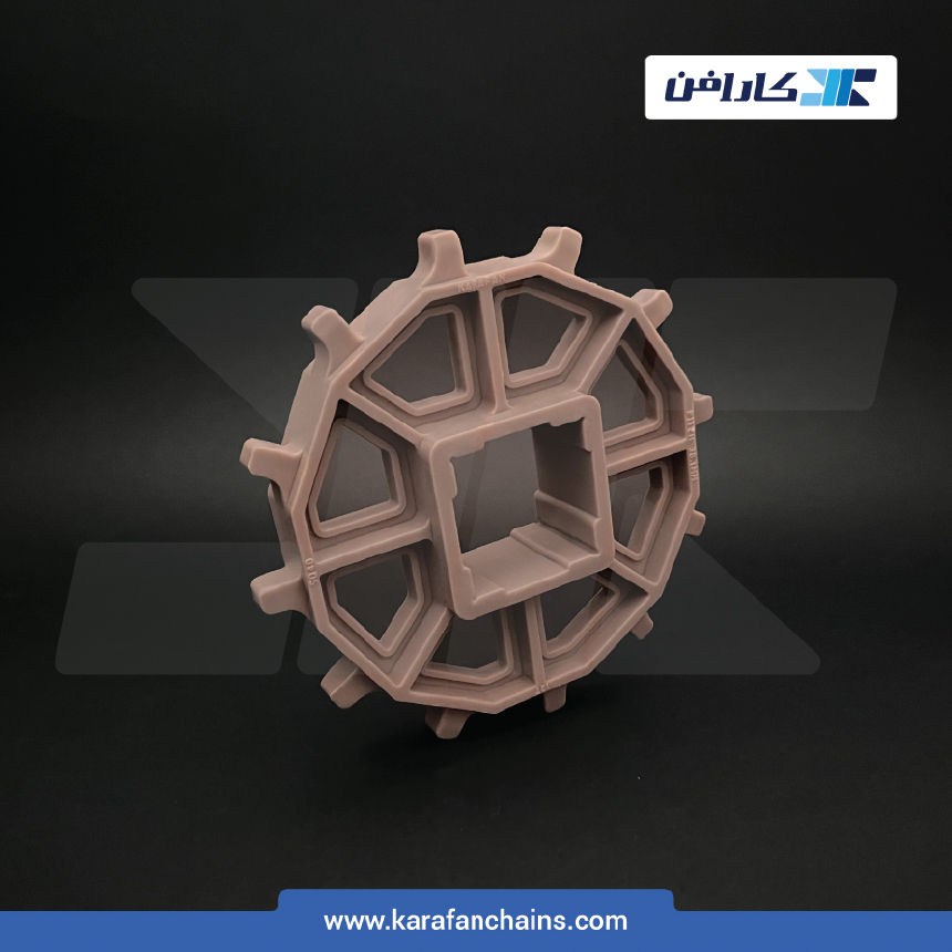 چرخ زنجیر گام 1.5 اینچ . 12 دندانه . قطر 145 میلیمتر با سوراخ 40x40 میلیمتر و ضخامت دنده 10 میلیمتر