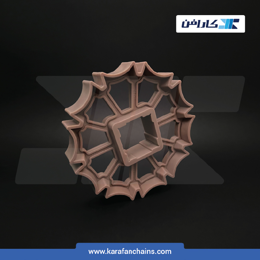 چرخ زنجیر گام 2 اینچ 10دندانه، قطر 159 میلیمتر با سوراخ 40×40 میلیمتر و ضخامت دنده 30 میلیمتر(تیپ V)