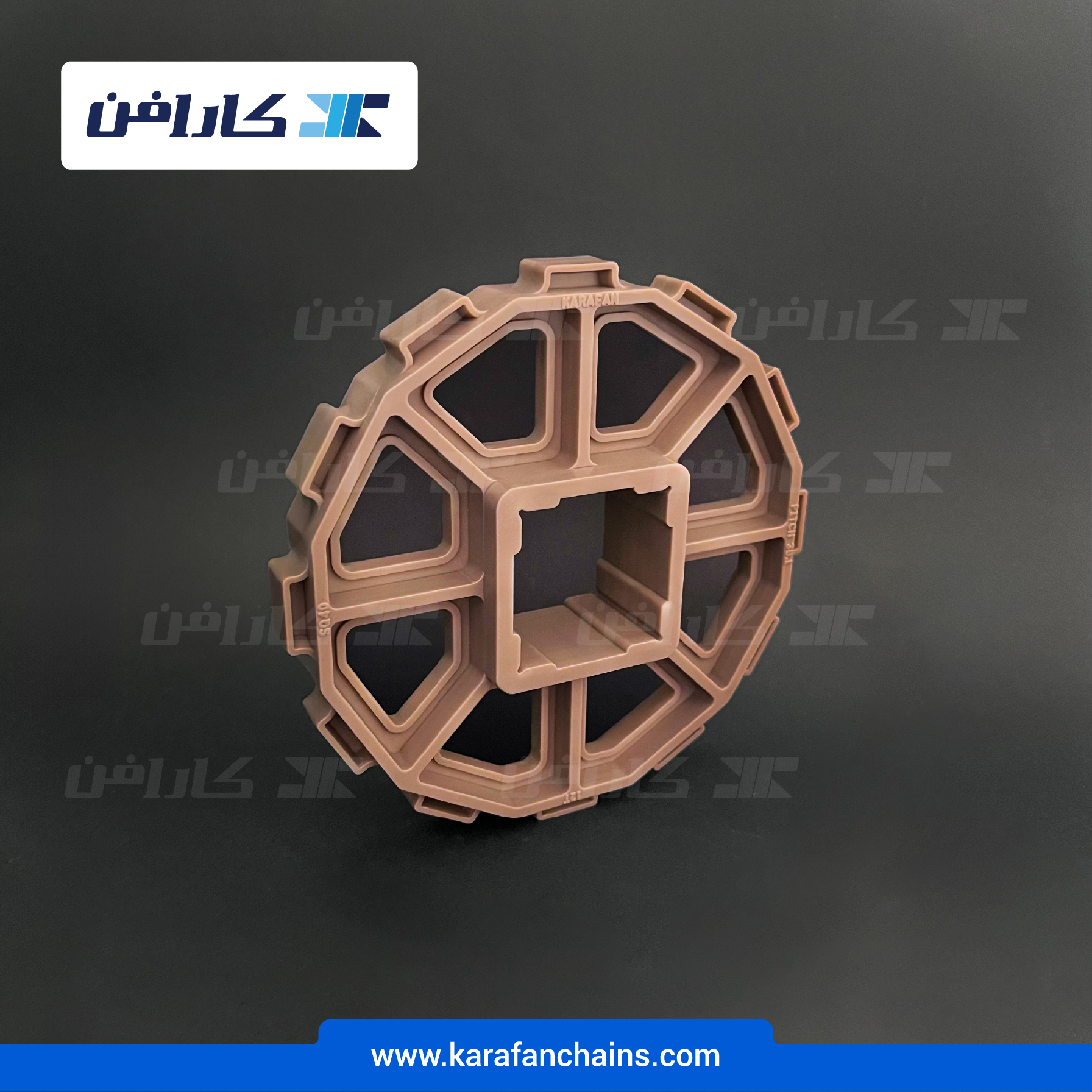 چرخ زنجیر گام 1.5 اینچ . 12دندانه . قطر 147 میلیمتر با سوراخ 40X40 و ضخامت دنده 12 میلیمتر در کارافن