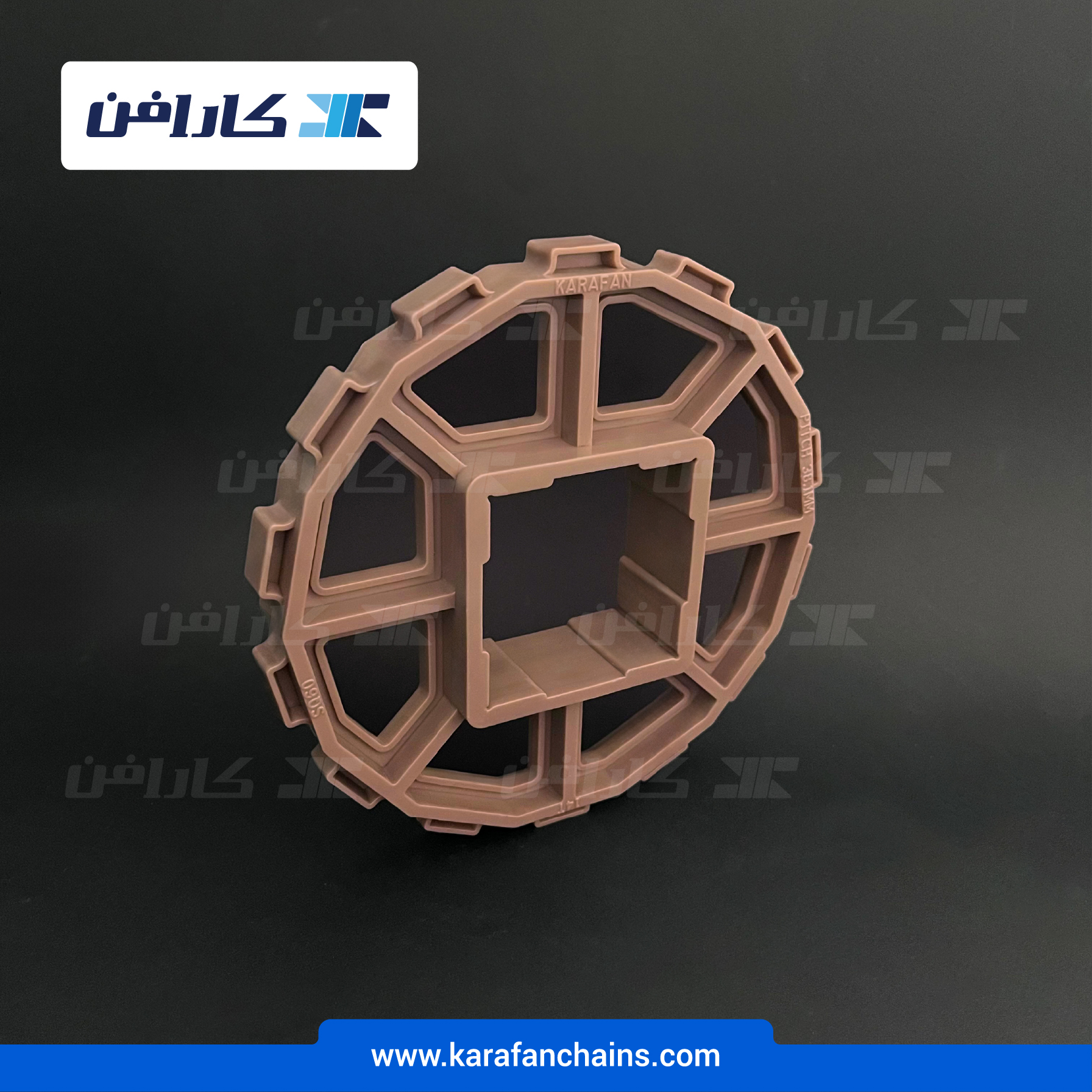 چرخ زنجیر گام 1.5 اینچ . 14دندانه . قطر 171 میلیمتر با سوراخ 60X60 و ضخامت دنده 12 میلیمتر در کارافن
