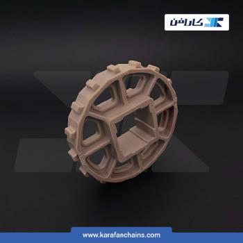 چرخ زنجیر گام 1 اینچ 16 دندانه، قطر 130 میلیمتر با سوراخ 40x40 میلیمتر و ضخامت دنده 12 میلیمتر در کارافن