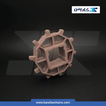 چرخ زنجیر گام 1.5 اینچ . 10 دندانه . قطر 123 میلیمتر با سوراخ 40x40 میلیمتر و ضخامت دنده 10 میلیمتر در کارافن