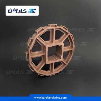 چرخ زنجیر گام 1.5 اینچ . 12دندانه . قطر 147 میلیمتر با سوراخ 40X40 و ضخامت دنده 12 میلیمتر در کارافن